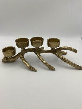 Gold Antler-Style 4-Tea Light Candle Holder